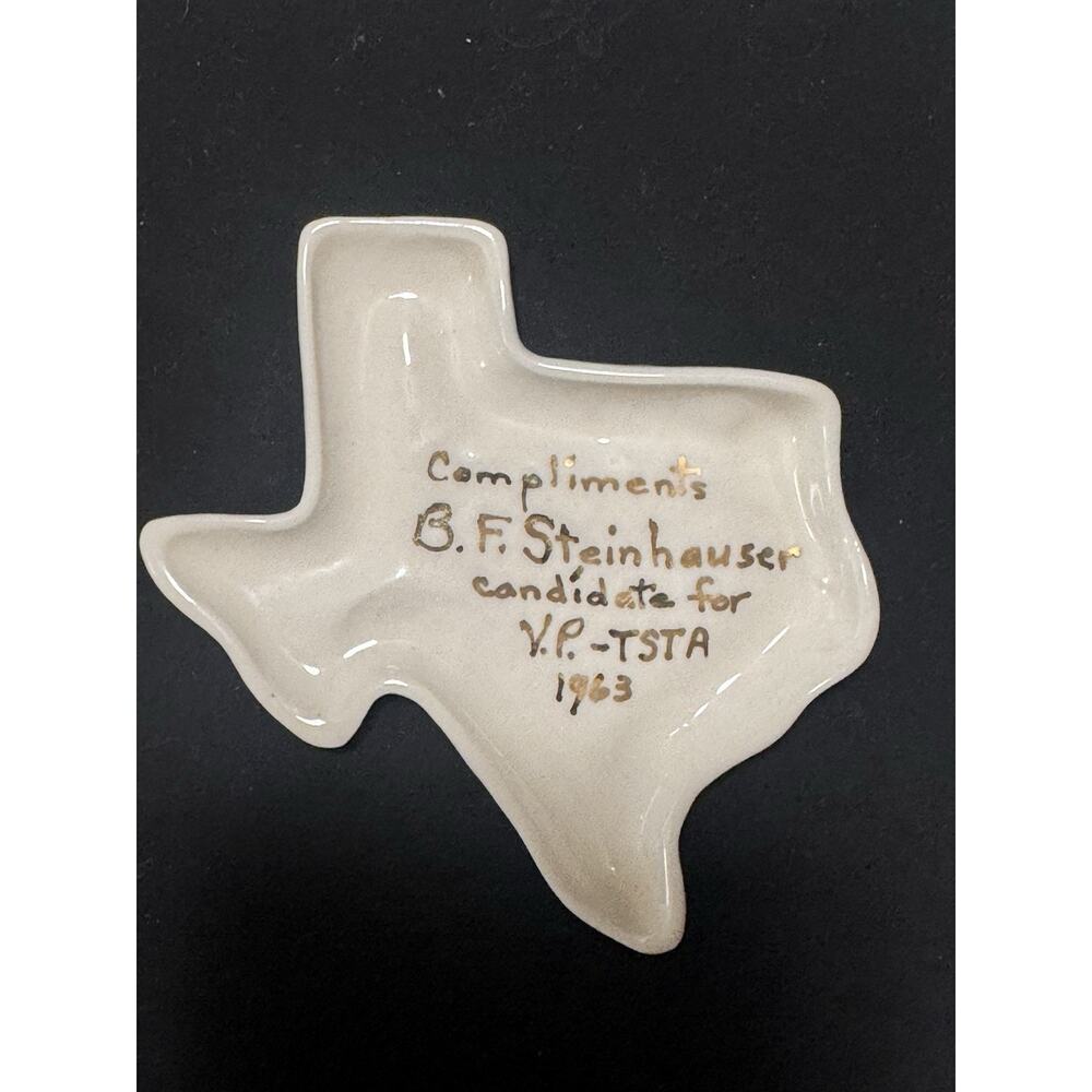 Texas Shaped Ceramic Dish Texas Memorabilia Political Campaign 1963 TSTA Vintage
